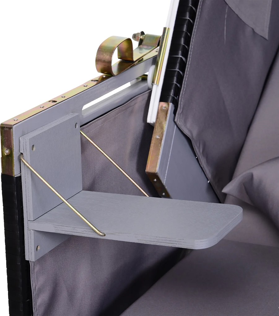 Outsunny Kosz plażowy pełna pozycja leżąca z pokrowcem uchwyty na napoje rattan z PE szary