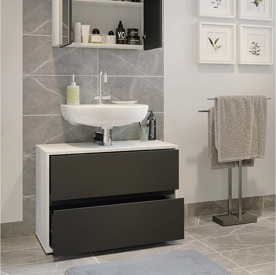 Szafka na wannę biały/antracyt 80.2x40.1x58.2 maltin