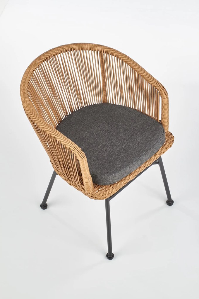 K400 krzesło czarny , naturalny, popielaty, rattan, tkanina, boho,