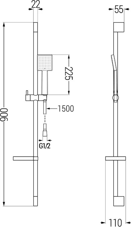 Mexen DS45 zestaw prysznicowy suwany, czarny - 785454583-70