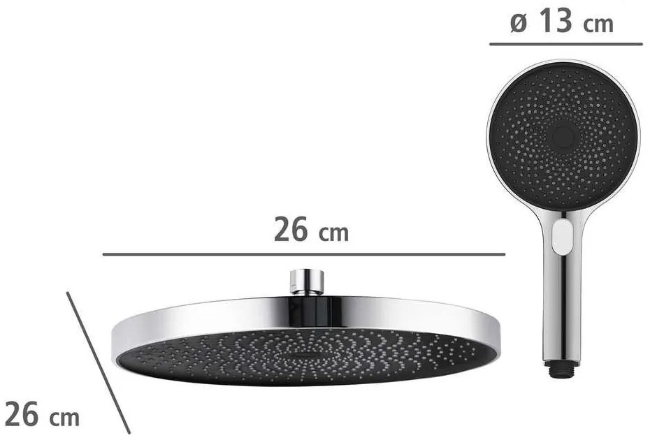 Zestaw prysznicowy z deszczownicą, z funkcją Softwater, WENKO
