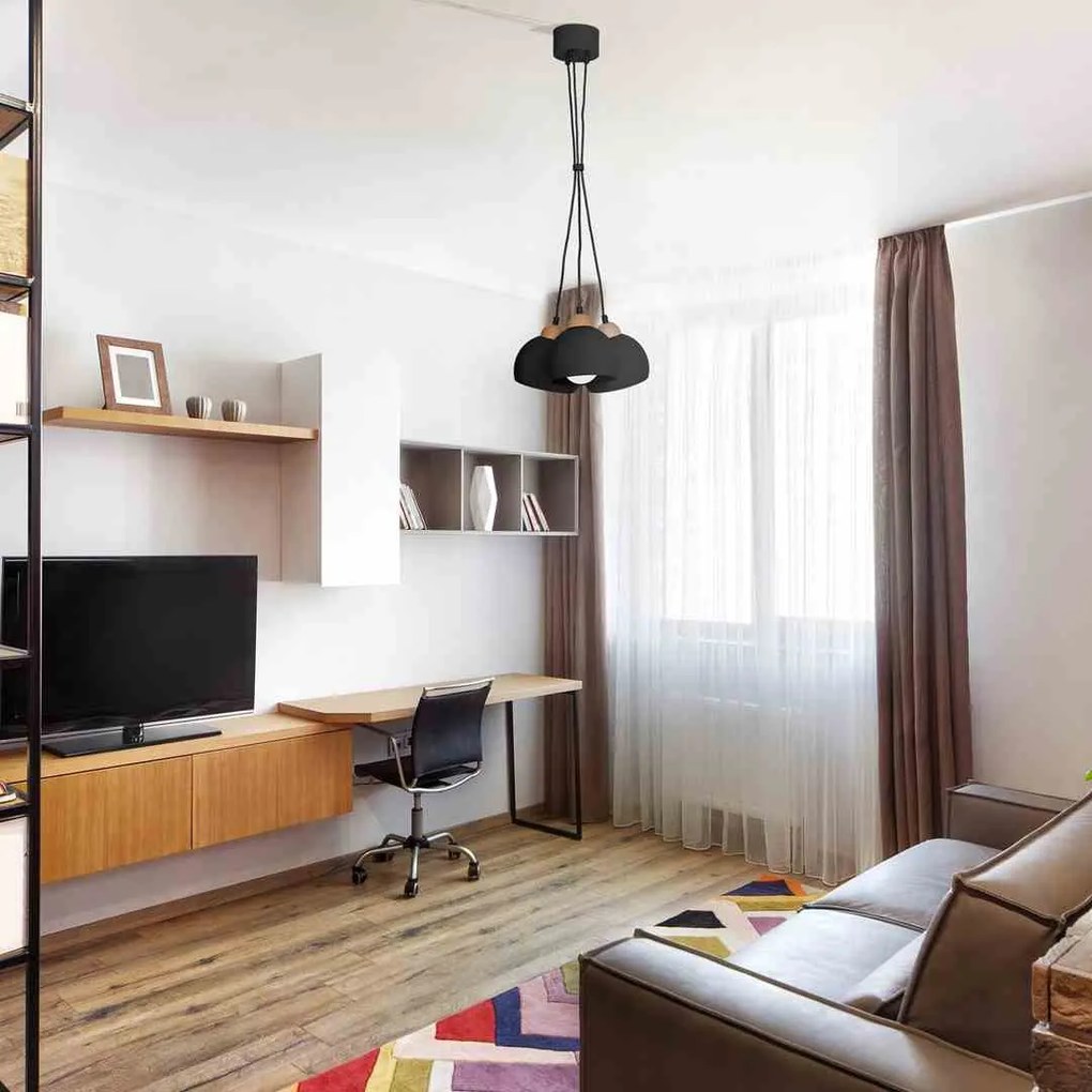 Lampa wisząca DAMA BLACK 3xE27, na kole