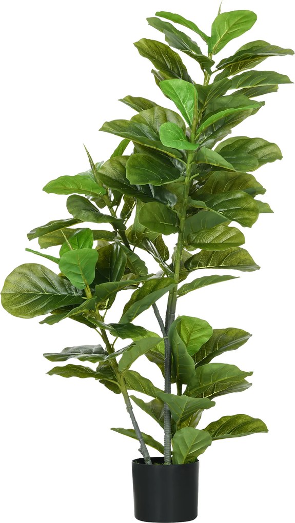 HOMCOM Sztuczna roślina Ficus, 110 cm wysokości z 90 liśćmi &amp; donicą do salonu | Aosom PL