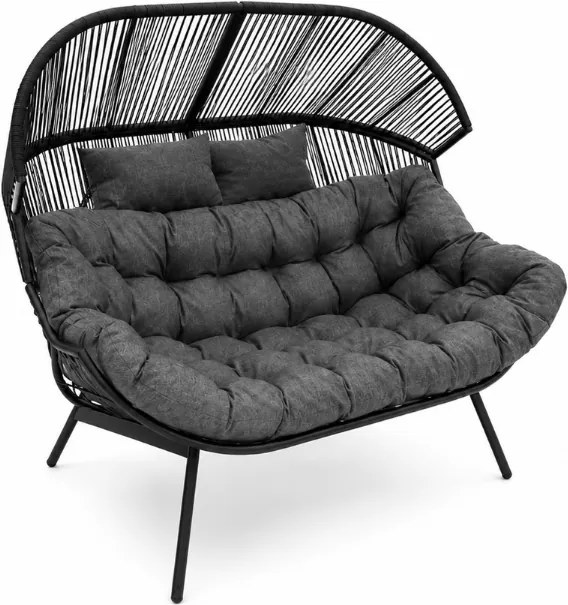 Sofa ogrodowa AURELO dwuosobowa 146 cm, czarna