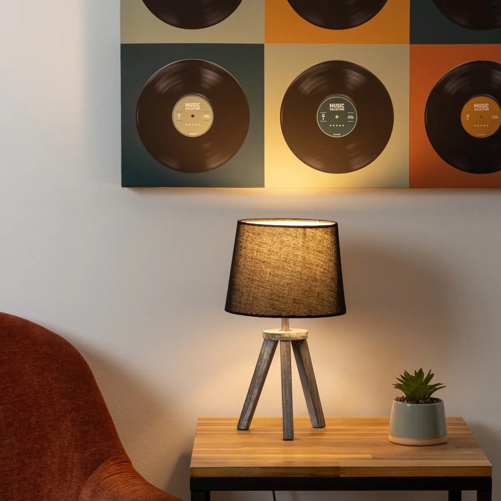 Lampa stołowa MINI NOIR, drewniane nóżki, 30 cm
