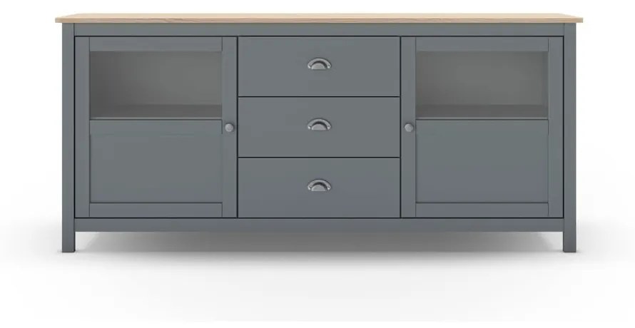 Szarozielona komoda z litego drewna sosnowego 180x80x40 cm Misti – Marckeric