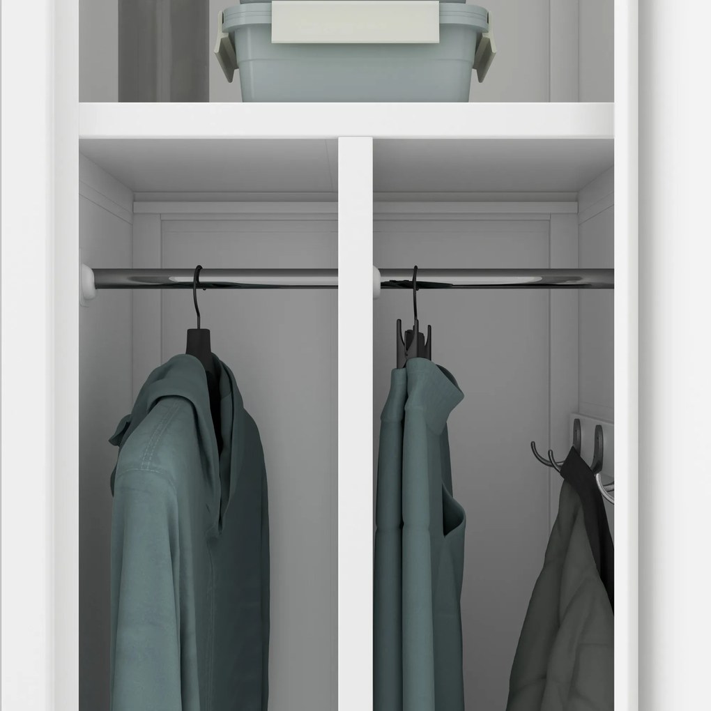 Szafka ubraniowa BHP biała: czterokomorowa KACPER, 800 x 1800 x 500 mm