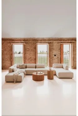 Sofa Modułowa Fogler 5-częściowa Z Prawą Leżanką I Podwójnym Szezlongiem Chenille Kremowy Beż - Sklum