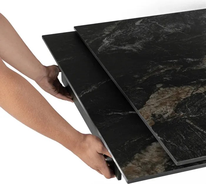 Stół Rozkładany Prostokątny IBIZA 160-240 cm Ceramiczny Czarny Marmur do Jadalni Nowoczesny Loft