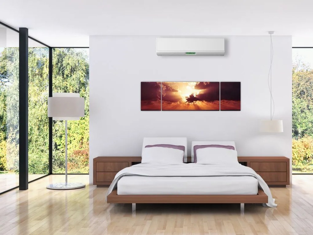 Obraz słońca za chmurami (170x50 cm)