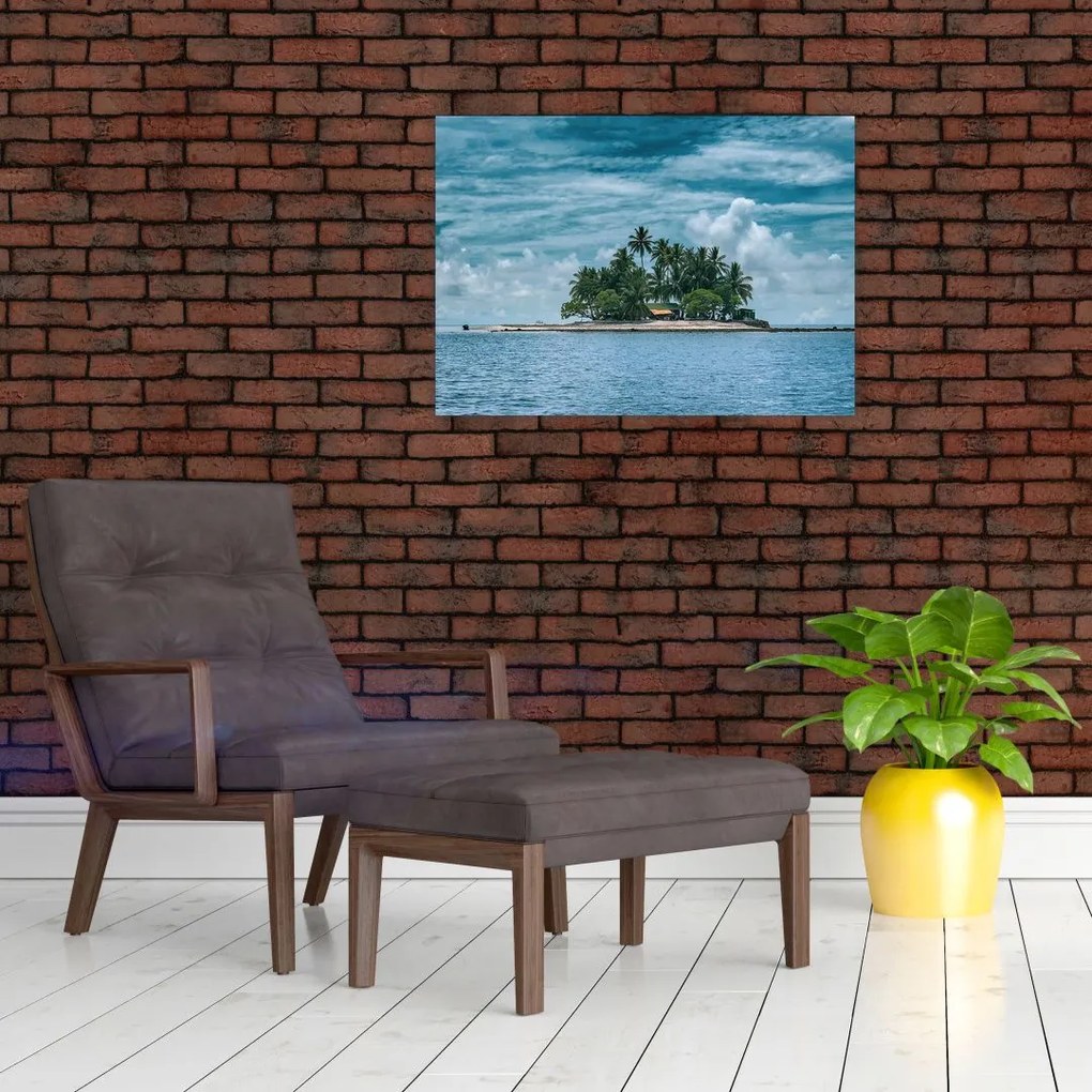 Obraz na szkle - wyspa na morzu (70x50 cm)