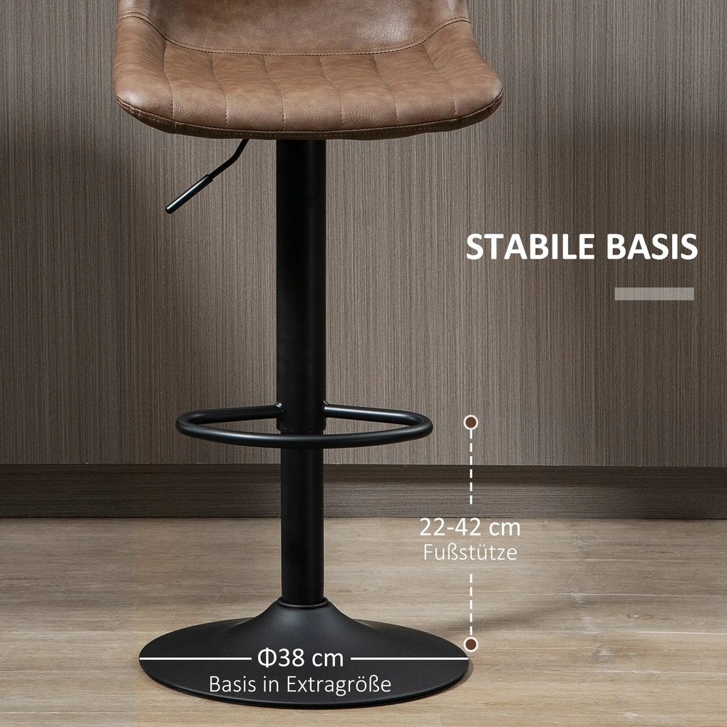 HOMCOM zestaw 2 krzeseł barowych o regulowanej wysokości 91-111 cm z podnóżkiem do kuchni