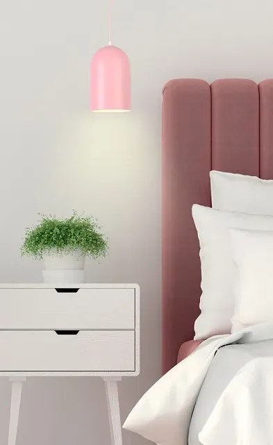 Różowa lampa wisząca z owalnym kloszem - V015 C4-S48