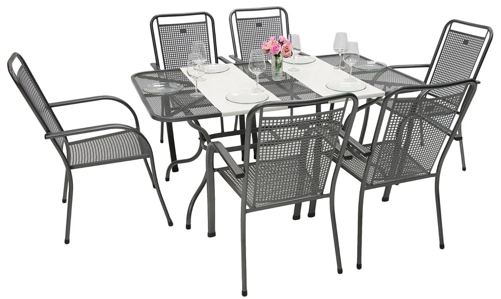 Metalowy zestaw ogrodowy SAVANA I. 1 + 6 Stół prostokątny 145x90 cm (CT0309)