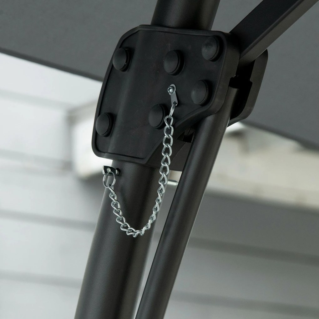 Outsunny Wiszący parasol Ø293 cm z bocznym uchwytem, krzyżową podstawą, wiatroodporny, wodoodporny, ciemnoszary | Aosom PL