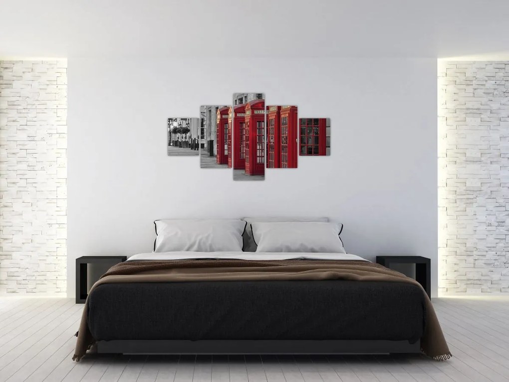 Obraz - Budki telefoniczne w Londynie (125x70 cm)