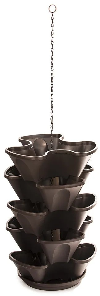 Doniczka kaskadowa wisząca 5-piętrowa brązowy, 53 cm