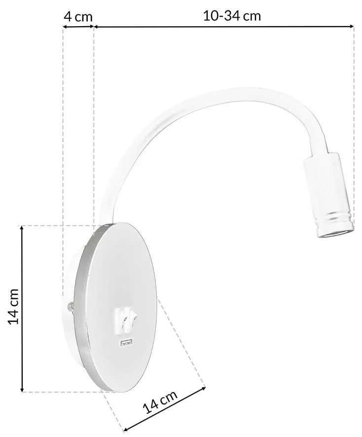 Lampka nocna, biała BASE 8W+2W WHITE, na kole