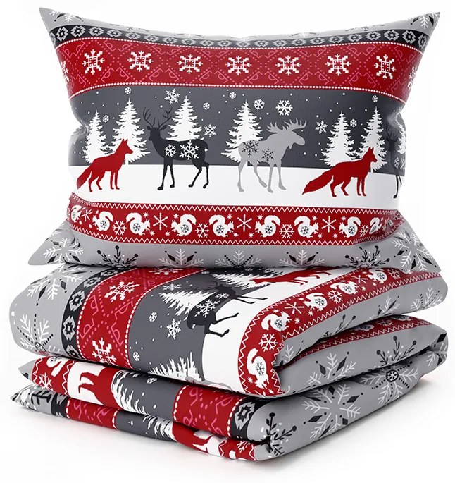 PrzytulneMieszkanie.pl PrzytulneMieszkanie.pl Pościel z mikropluszu SNOWY FOREST szara Rozmiar pościeli: 2 szt 70 x 90 cm | 200 x 220 cm