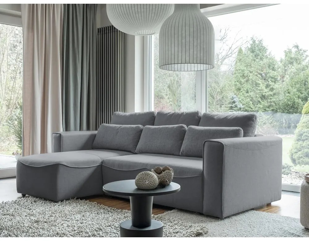 Szary rozkładany narożnik (róg zmienny) Homely Tommy – Miuform