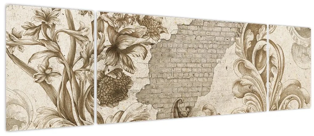 Obraz - Ściania z kwiatami (170x50 cm)