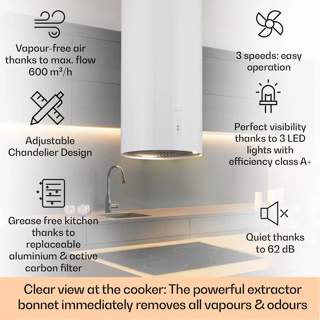 Klarstein Bolea Okap wyspowy 38 cm