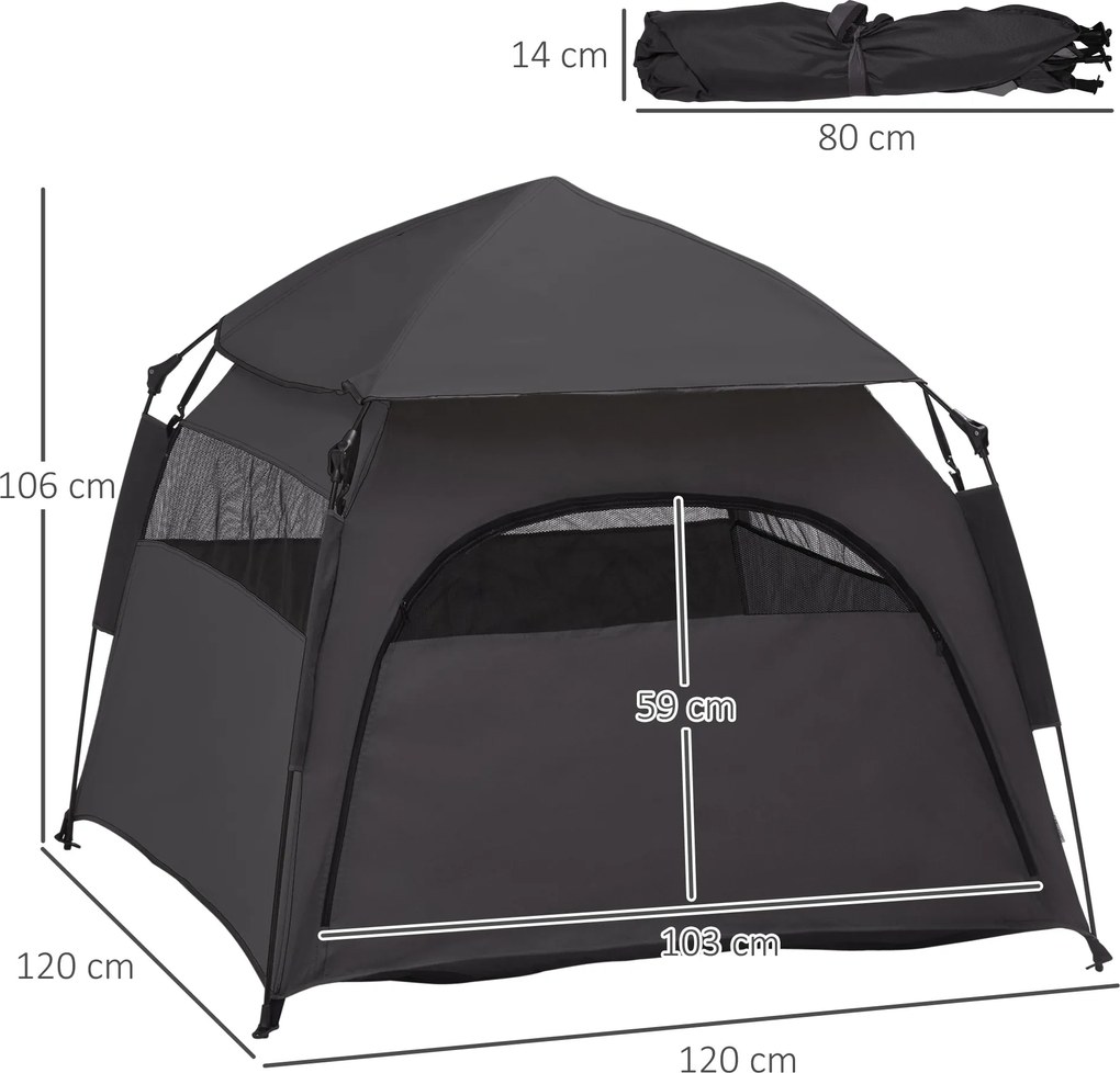 PawHut Namiot dla Zwierząt, Namiot dla Psów, składany, odporny na pogodę, buda dla dużych psów, Czarny