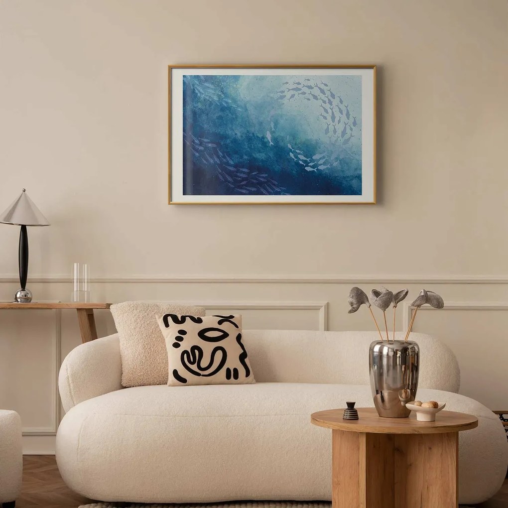Plakat Morska toń 90x60 cm z ramą złotą z marginesem ARTGEIST B