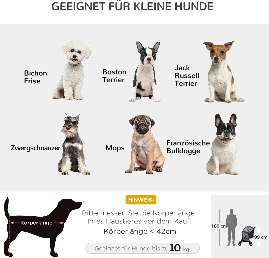 Outsunny Wózek dla Psa Składany z Poduszką dla Kota do 20kg | Aosom PL