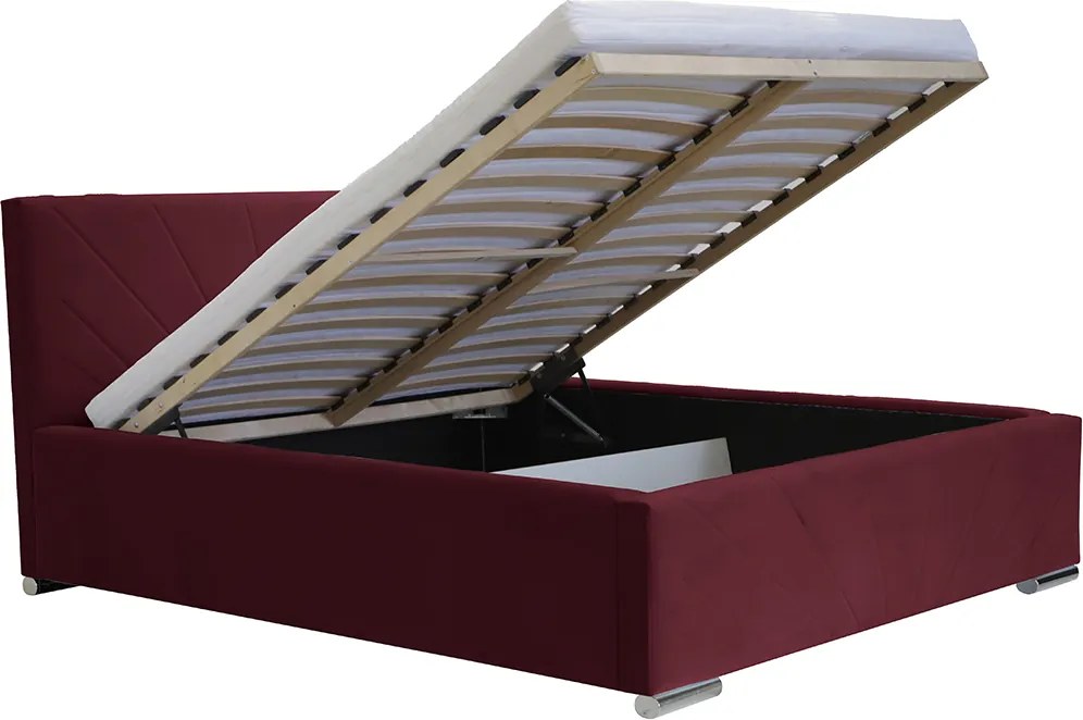 Łóżko tapicerowane z pojemnikiem i materacem LUKS Czerwony 120x200 cm