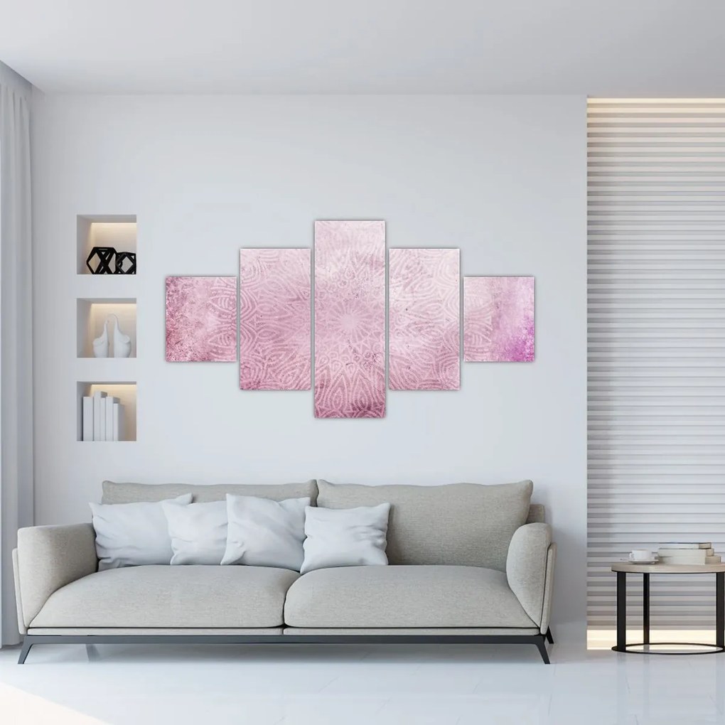 Obraz - Mandala na różowej ścianie (125x70 cm)
