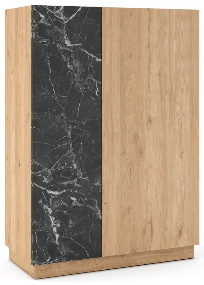 Czarno-naturalna szafka w dekorze dębu 90x127 cm Dione – Marckeric