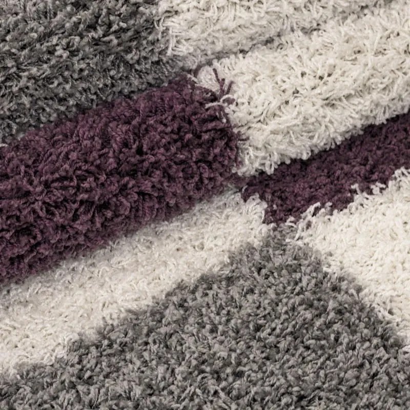 Dywan shaggy Gala szaro-kremowo-fioletowy 80 cm x 250 cm