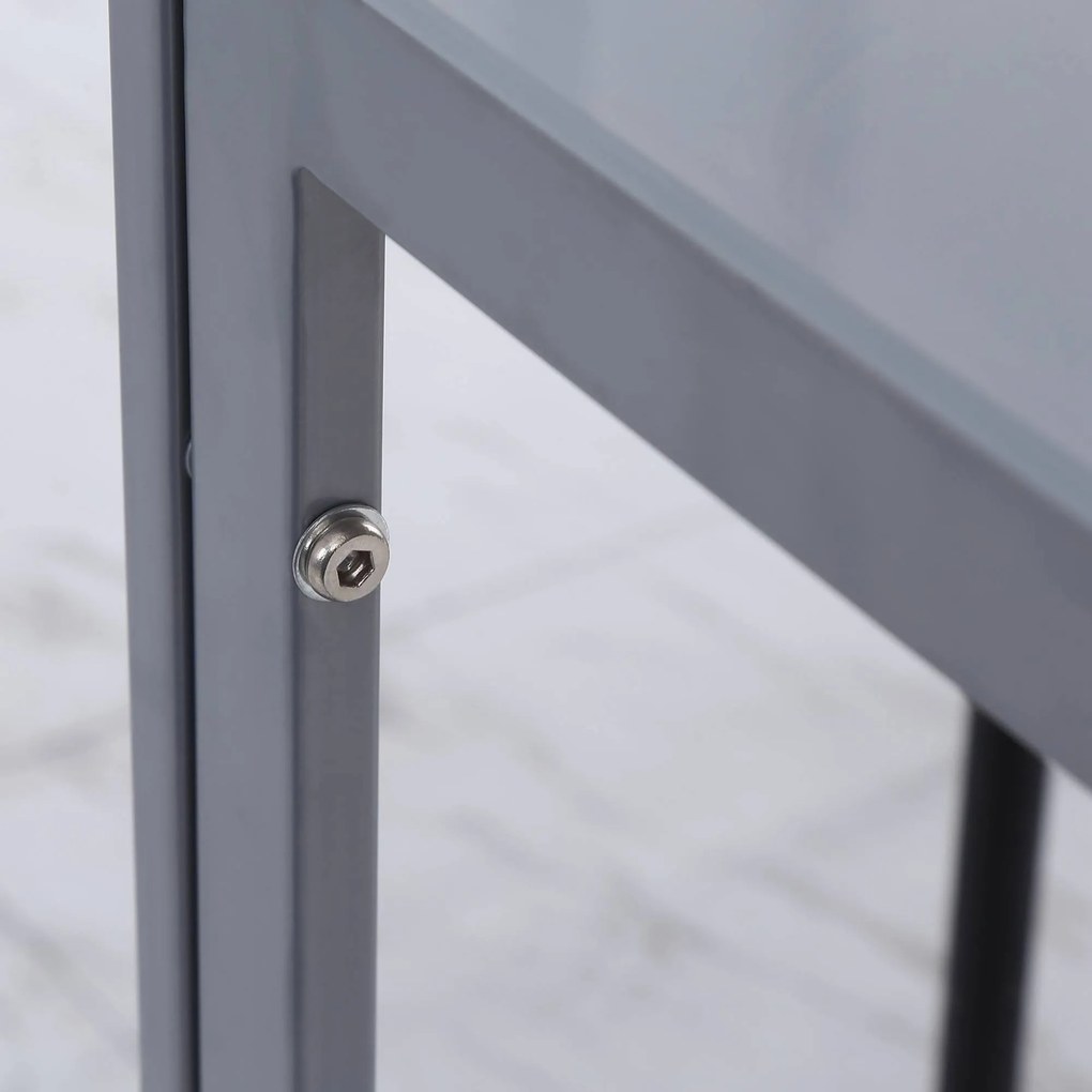 HOMCOM Stół Jadalniany Kwadratowy dla 4 Osób Hartowane Szkło Elegancja i Styl Kolor Szary | Aosom PL