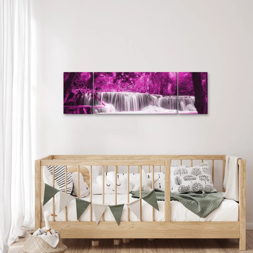 Obraz - Wodospad, fioletowy (170x50 cm)