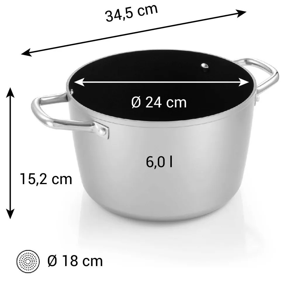 Tescoma Garnek GrandCHEF+ średnica 24 cm, 6,0 l, śred. 24 cm