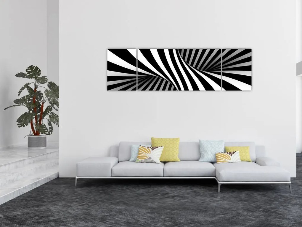 Abstrakcyjny obraz z paskami zebry (170x50 cm)