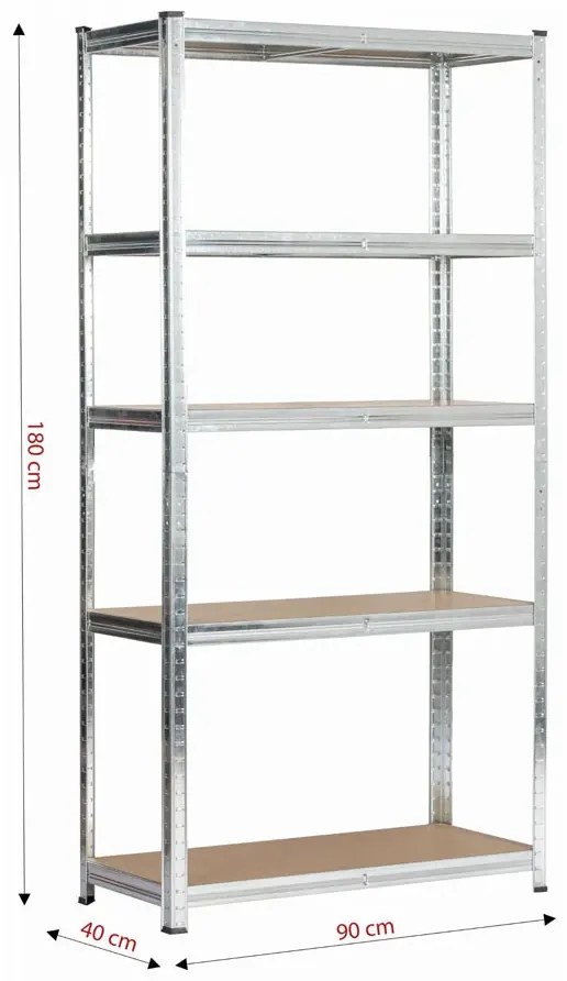 Metalowy srebrny regał 180 cm - Filove 4X