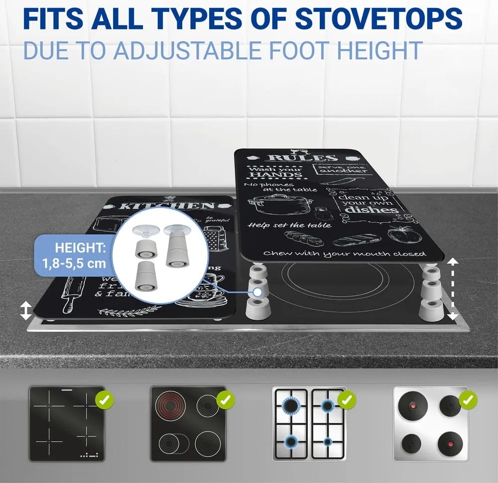 Płyty ochronne na kuchenkę ze szkła hartowanego zestaw 2 szt. 52x30 cm Kitchen Rules – Maximex