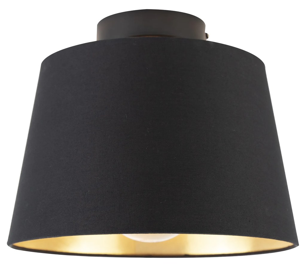 Lampa sufitowa z abażurem z bawełny czarna ze złotem 25 cm - Combi Black