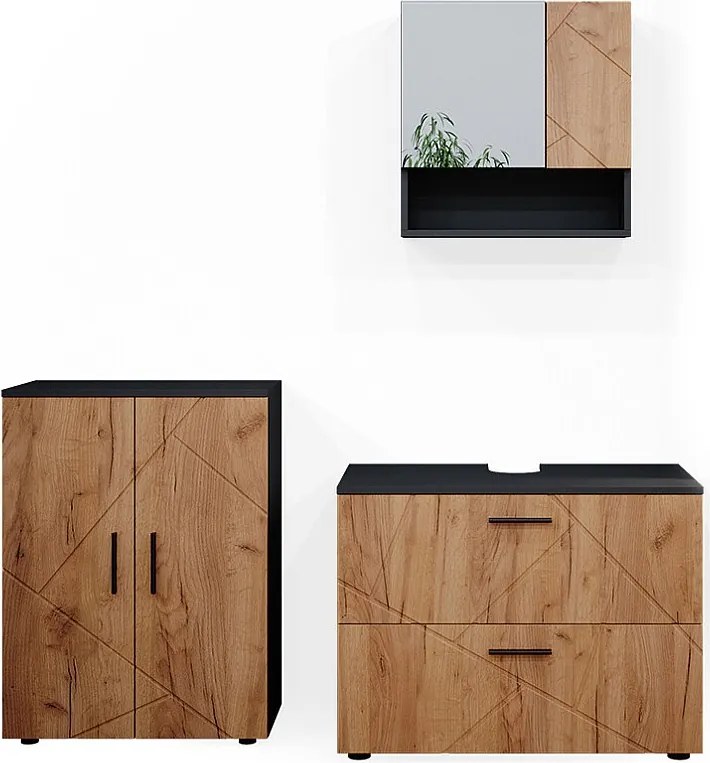 Zestaw mebli łazienkowych złoty dąb power/antracyt 80x41x58 irma