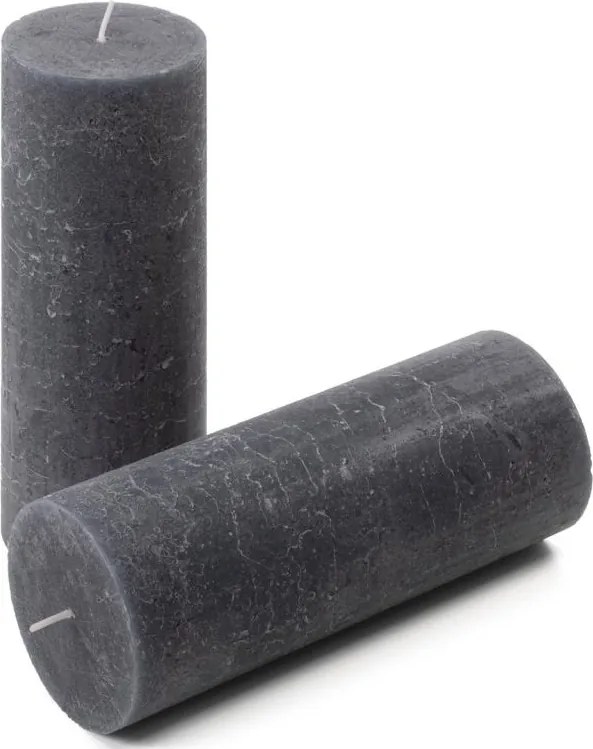 Zestaw świec rustykalnych, 20 cm, Ø 7,5 cm, antracyt, 4 szt.