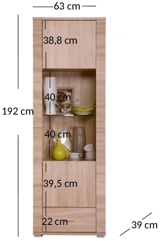Wysoki regał z witryną D8-N21