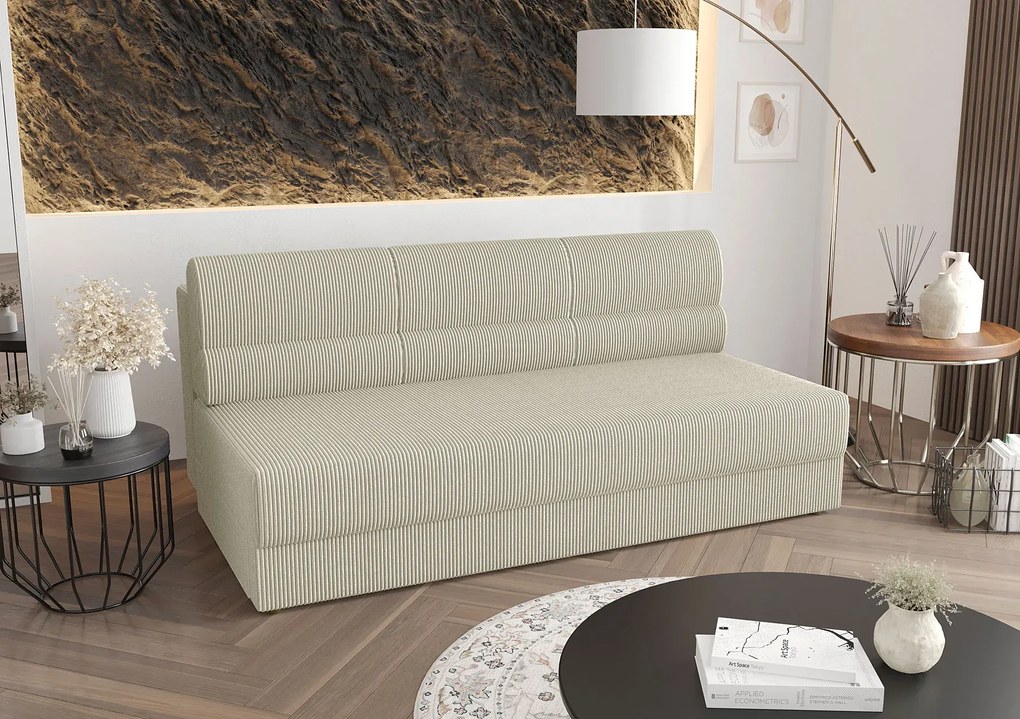 Beżowa rozgadana sofa sztruksowa P7-F80