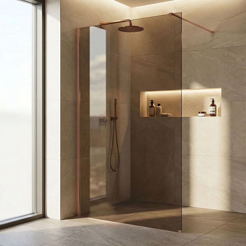 Kabina prysznicowa Walk-In Rea Flexi Brown / Brush Copper 110