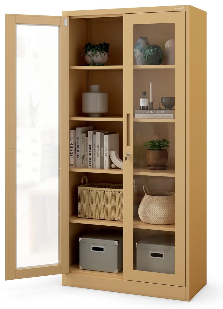 Witryna szklana AMELIA, 900 x 1850 x 400 mm, Fresh Style, beżowa