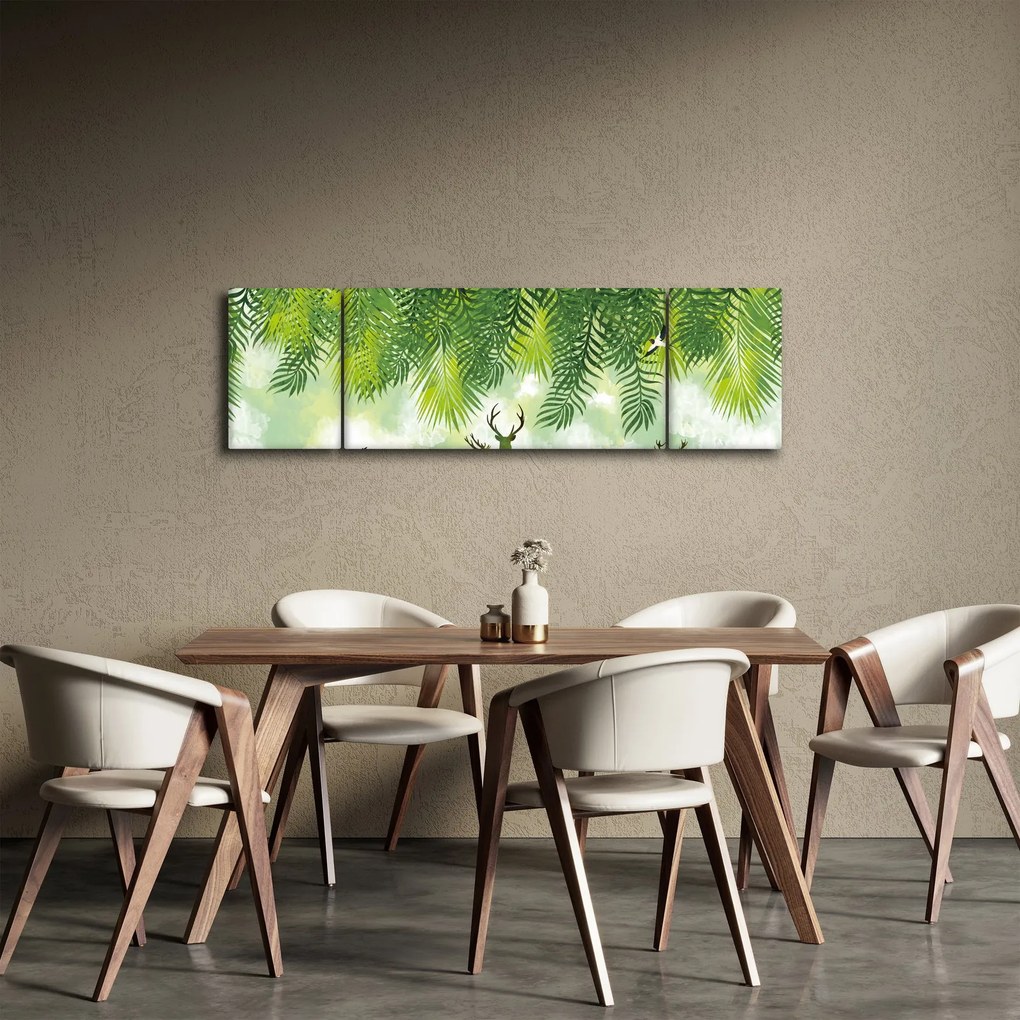 Obraz - Jeleń w lesie (170x50 cm)