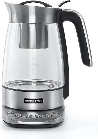 Czajnik elektryczny Muse MS-320T 1,2L ze stali nierdzewnej z zaparzaczem, kontrola temperatury 80-100°C, automatyczne wyłączanie i podtrzymywanie ciepła