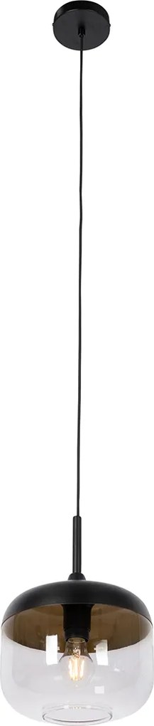 Designerska lampa wisząca czarna ze złotem i dymionym szkłem - Kyan