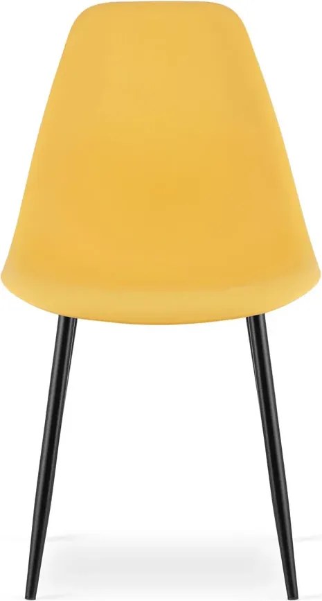 Musztardowe krzesło plastikowe do stołu kuchennego N2-F73